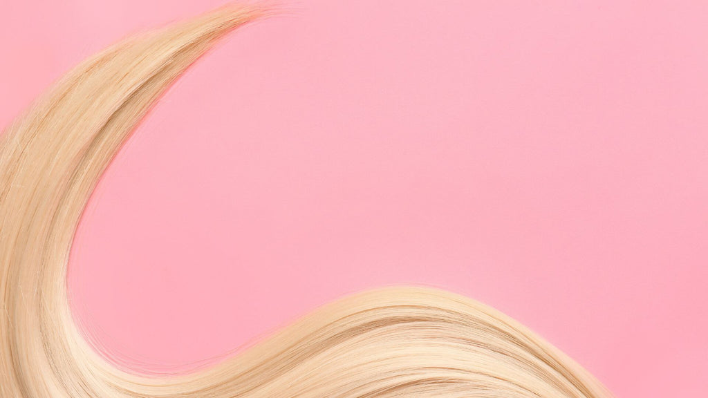 blonde hair pink background