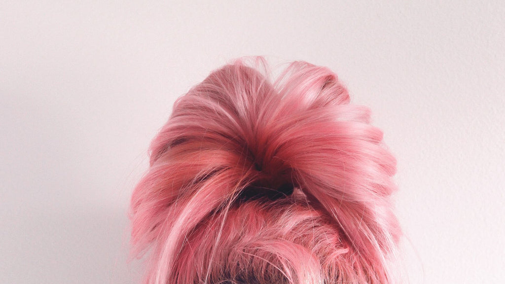 pink hair in bun