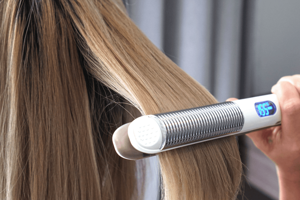 blonde hair flat iron