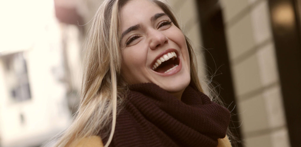 blonde hair woman scarf