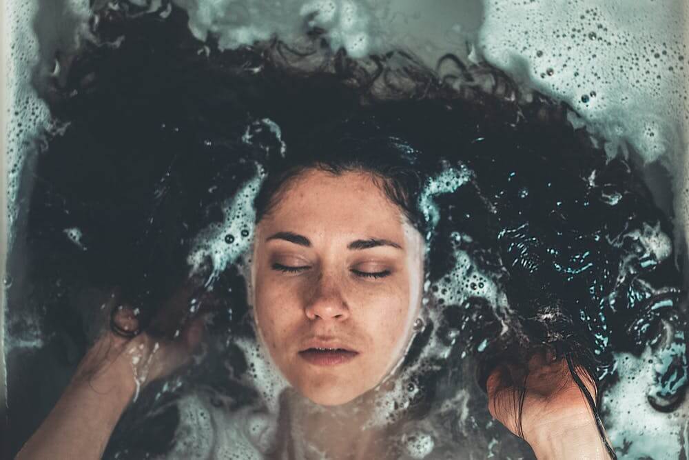 woman washing hair