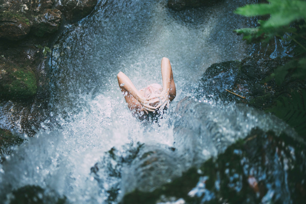 woman washing hair 